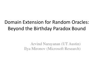 Domain Extension for Random Oracles: Beyond the Birthday Paradox Bound