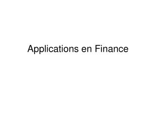 Applications en Finance