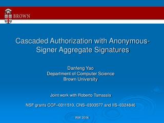 Cascaded Authorization with Anonymous-Signer Aggregate Signatures