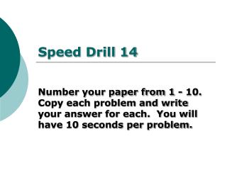 Speed Drill 14