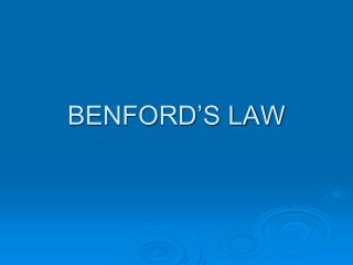 BENFORD’S LAW
