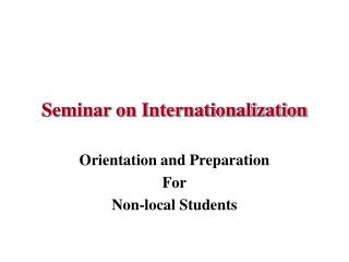Seminar on Internationalization