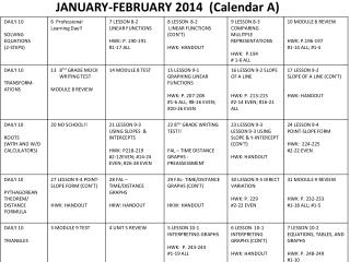 JANUARY-FEBRUARY 2014 (Calendar A)