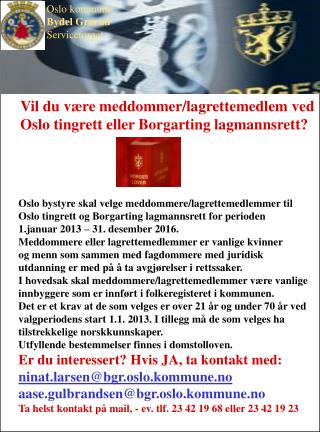 Vil du være meddommer/lagrettemedlem ved Oslo tingrett eller Borgarting lagmannsrett?