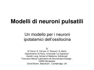 Modelli di neuroni pulsatili