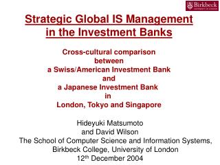 Strategic Global IS Management