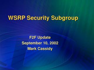 WSRP Security Subgroup