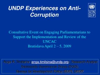 UNDP Experiences on Anti-Corruption