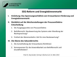 EEG-Reform und Energiebinnenmarkt