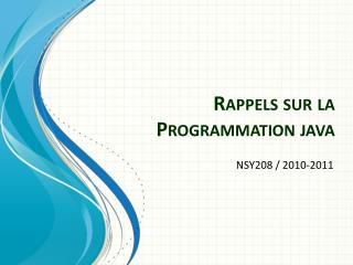 Rappels sur la Programmation java