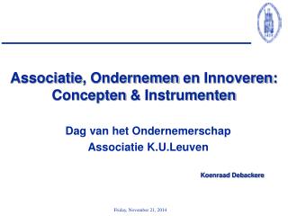 Associatie , Ondernemen en Innoveren : Concepten &amp; Instrumenten