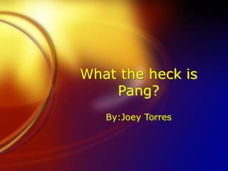 What the heck is Pang?