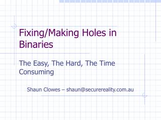Fixing/Making Holes in Binaries