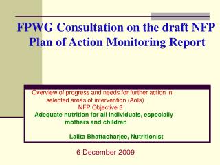 FPWG Consultation on the draft NFP Plan of Action Monitoring Report