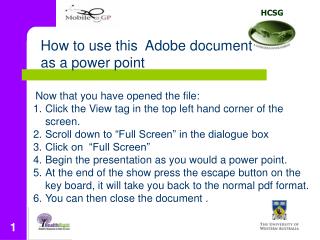 How to use this Adobe document as a power point