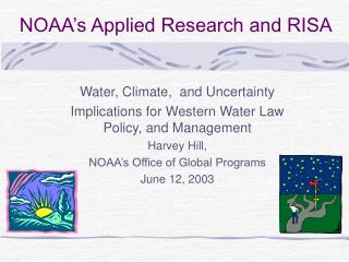 NOAA’s Applied Research and RISA