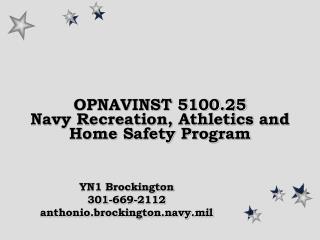 OPNAVINST 5100.25 Navy Recreation, Athletics and Home Safety Program