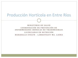 Producción Hortícola en Entre Ríos