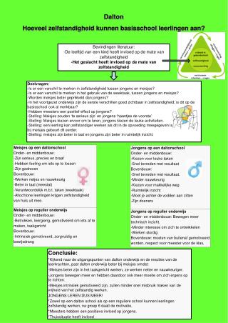 D alton Hoeveel zelfstandigheid kunnen basisschool leerlingen aan ?