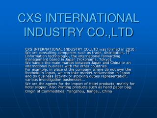 CXS INTERNATIONAL INDUSTRY CO.,LTD