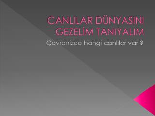 CANLILAR DÜNYASINI GEZELİM TANIYALIM