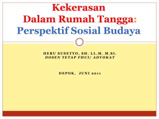 Kekerasan Dalam Rumah Tangga : Perspektif Sosial Budaya