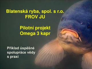 Blatenská ryba, spol. s r.o. FROV JU Pilotní projekt Omega 3 kapr