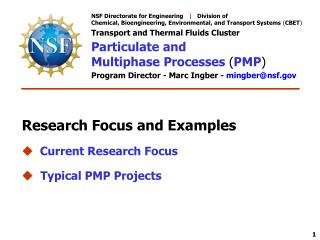 NSF Directorate for Engineering | Division of Chemical, Bioengineering, Environmental, and Transport Systems ( CB