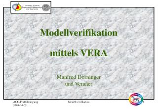 Modellverifikation mittels VERA