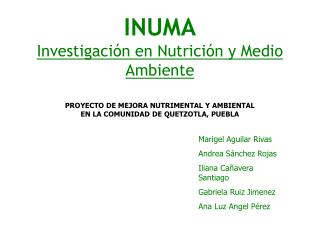 INUMA Investigación en Nutrición y Medio Ambiente