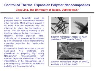 Electron microscope images of nano-particles of NTE material ZrW 2 O 8 .