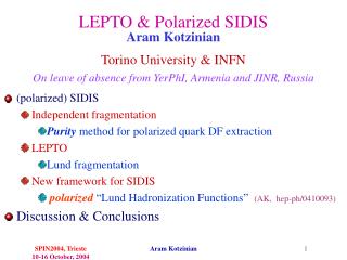 LEPTO &amp; Polarized SIDIS