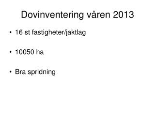 Dovinventering våren 2013