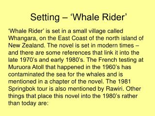 Setting – ‘Whale Rider’