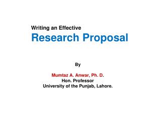 Writing an Effective Research Proposal