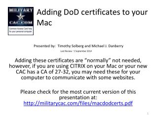 Adding DoD certificates to your Mac