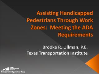 Assisting Handicapped Pedestrians Through Work Zones: Meeting the ADA Requirements