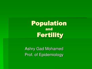 Population and Fertility