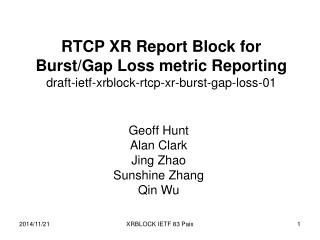 Geoff Hunt Alan Clark Jing Zhao Sunshine Zhang Qin Wu