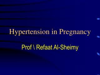 Hypertension in Pregnancy