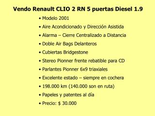 Vendo Renault CLIO 2 RN 5 puertas Diesel 1.9