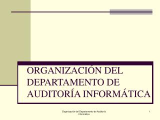 ORGANIZACIÓN DEL DEPARTAMENTO DE AUDITORÍA INFORMÁTICA