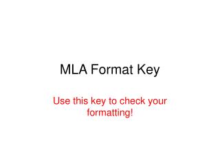 MLA Format Key