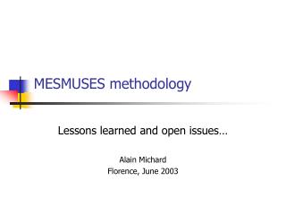 MESMUSES methodology