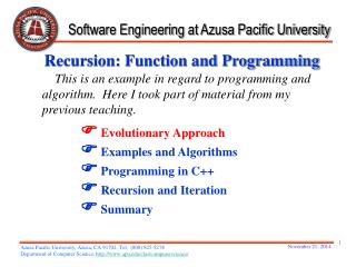 Recursion: Function and Programming