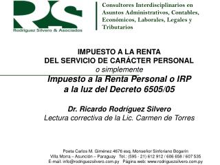 IMPUESTO A LA RENTA DEL SERVICIO DE CARÁCTER PERSONAL o simplemente