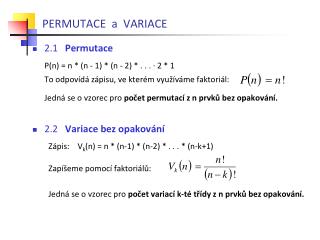 PERMUTACE a VARIACE