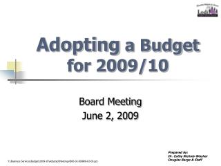 Adopting a Budget for 2009/10