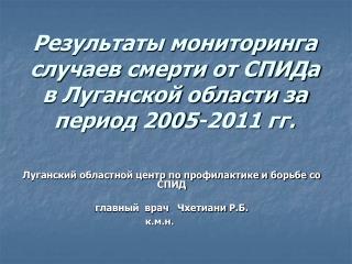Результаты мониторинга случаев смерти от СПИДа в Луганской области за период 2005-2011 гг.
