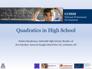 Quadratics in High School